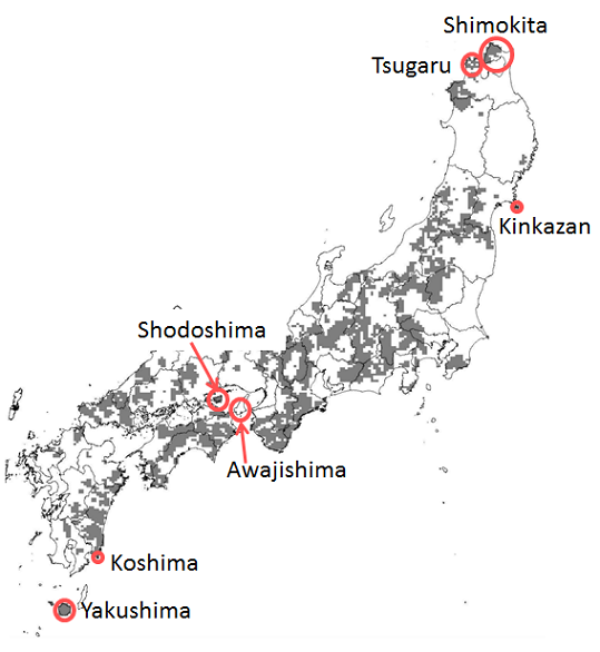 Distribution map of  isolated populations