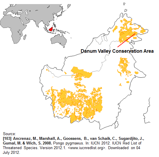 Distribution of Bornean orangutan